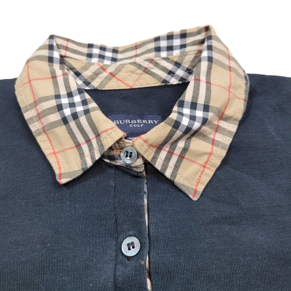 Authentic Vintage Burberry Golf Polo Womens Size XL Nova Check Long Sleeve - Picture 2 of 12